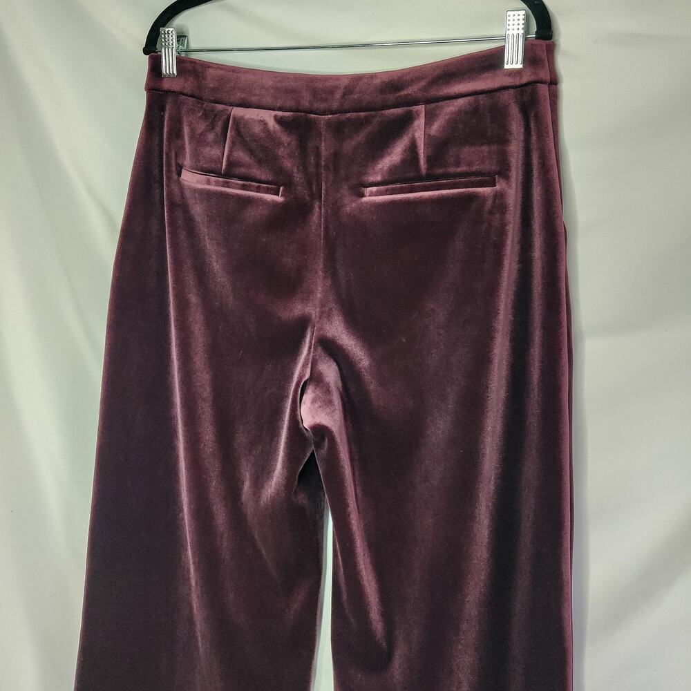 Express Editor HIgh Rise Plum Purple Velvet Relaxed Wide Leg Trouser 10 Witchy - Picture 6 of 14